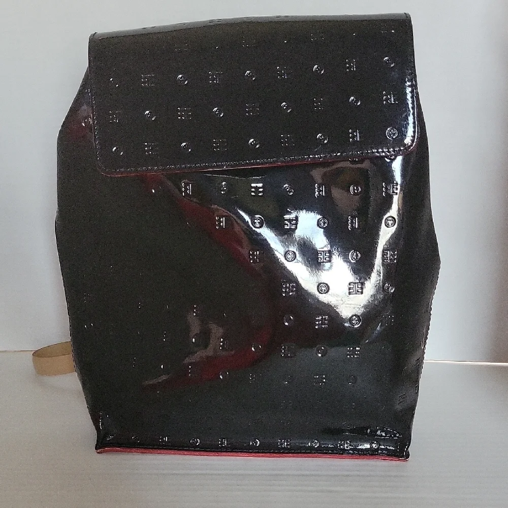 Arcadia Black Italian Patent Leather Backpack Bag Handbag Purse Women's Woman's